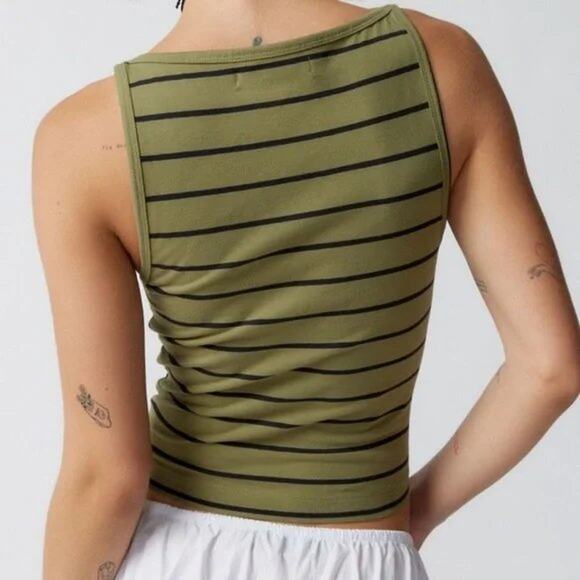 UO Urban Outfitters Mercedes Sleeveless Tank in Green Stripe Size XS NEW - Picture 2 of 9
